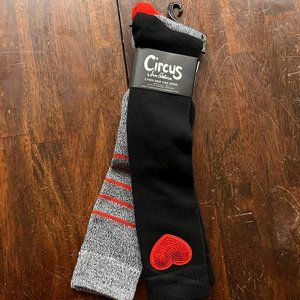CIRCUS BY SAM EDELMAN 2 PAIR KNEE SOCKS NWT Heart